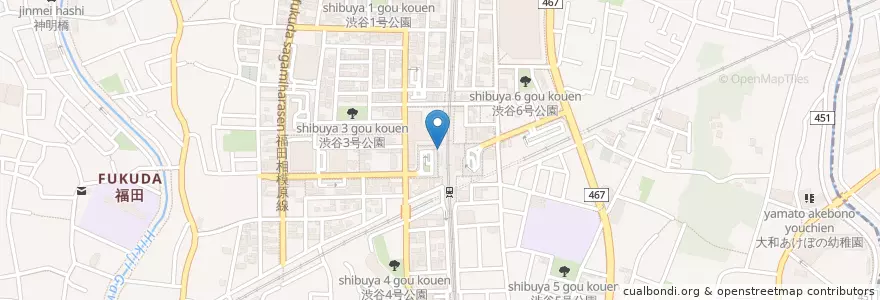 Mapa de ubicacion de 小田急高座渋谷駅出張所 en Japón, Prefectura De Kanagawa, 大和市.