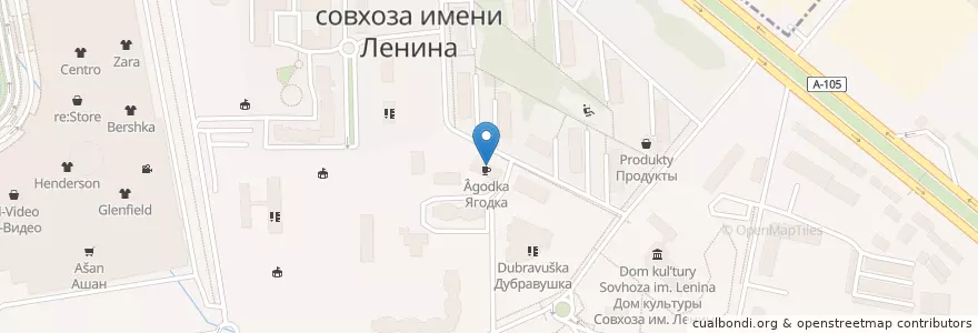 Mapa de ubicacion de Ягодка en Rusia, Distrito Federal Central, Óblast De Moscú, Ленинский Городской Округ.