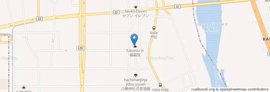 Mapa de ubicacion de 福蔵院 en 日本, 神奈川県, 厚木市.