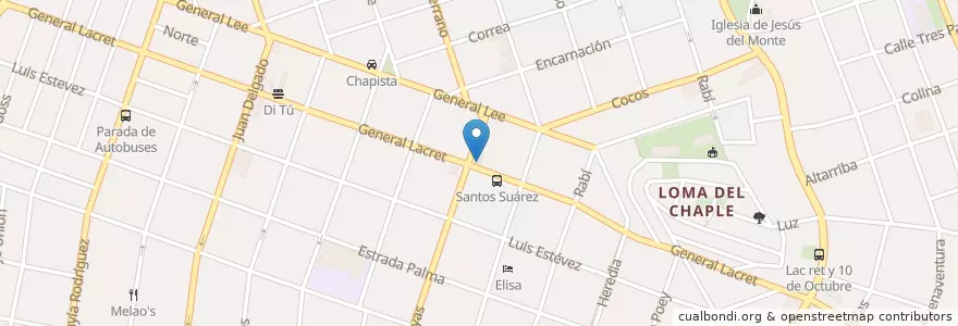 Mapa de ubicacion de Ponchera Lacret y Juan Bruno Zayas en 쿠바, La Habana, Diez De Octubre.