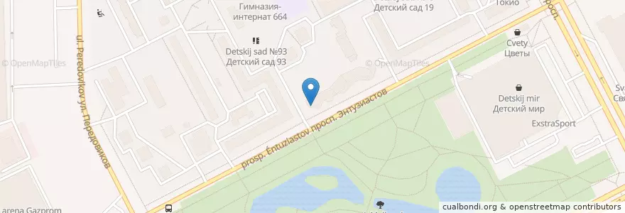 Mapa de ubicacion de Уралсиб en Russie, District Fédéral Du Nord-Ouest, Oblast De Léningrad, Saint-Pétersbourg, Красногвардейский Район, Округ Пороховые.