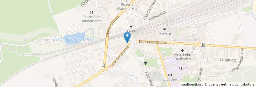 Mapa de ubicacion de Raiffeisenbank Risch-Rotkreuz en Schweiz/Suisse/Svizzera/Svizra, Zug, Risch-Rotkreuz.