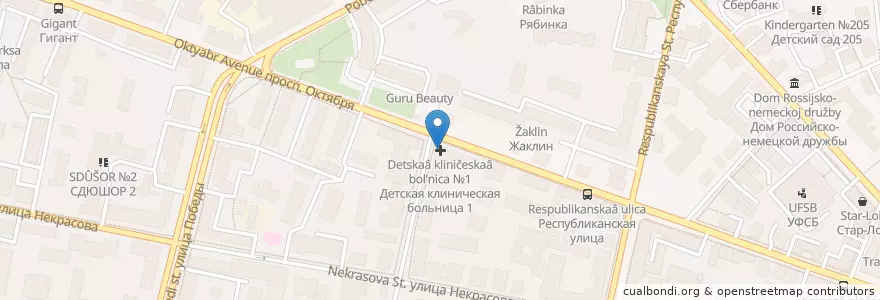 Mapa de ubicacion de Детская клиническая больница №1 en Russia, Central Federal District, Yaroslavl Oblast, Yaroslavsky District, Yaroslavl.