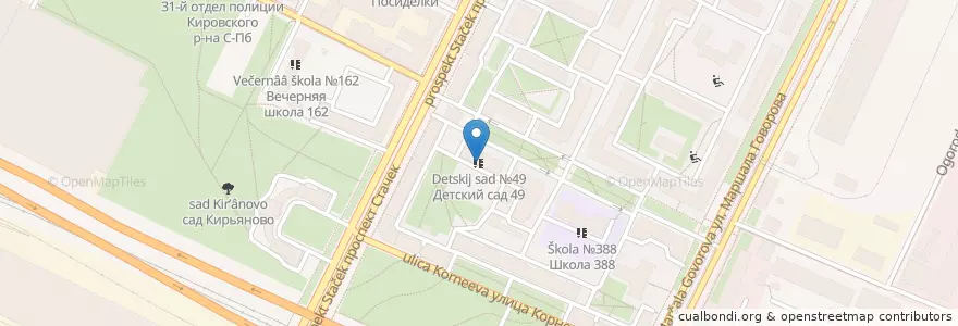 Mapa de ubicacion de Детский сад №49 en Rusland, Северо-Западный Федеральный Округ, Oblast Leningrad, Sint-Petersburg, Кировский Район, Нарвский Округ.
