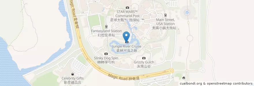 Mapa de ubicacion de 森林河流之旅 Jungle River Cruise en China, Hong Kong, Guangdong, Wilayah Baru, 離島區 Islands District.