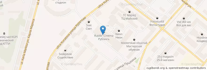 Mapa de ubicacion de Рубликъ Cinema en Rusland, Северо-Западный Федеральный Округ, Республика Коми, Городской Округ Сыктывкар.