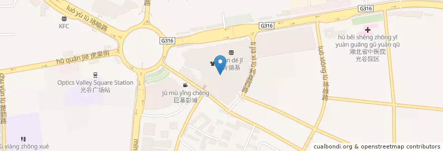 Mapa de ubicacion de 参差咖啡 en 중국, 후베이성, 우한시, 훙산구, 东湖新技术开发区（托管）, 关东街道.