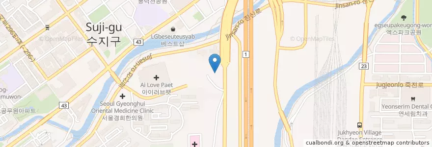 Mapa de ubicacion de Robert Bosch Headquarter Southkorea en Korea Selatan, Gyeonggi, 용인시, 기흥구, 수지구.