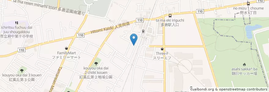 Mapa de ubicacion de JAマインズ 紅葉丘支店 en 日本, 東京都, 府中市.
