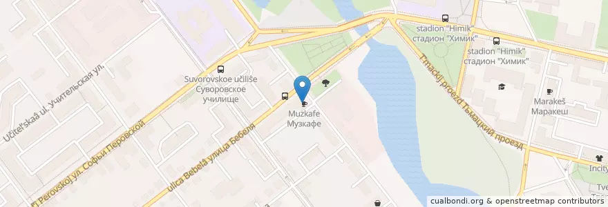 Mapa de ubicacion de Музкафе en روسيا, Центральный Федеральный Округ, Тверская Область, Городской Округ Тверь, Калининский Район.