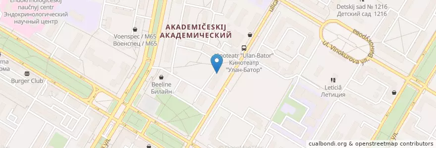 Mapa de ubicacion de Академический район en Russie, District Fédéral Central, Moscou, Юго-Западный Административный Округ, Академический Район.