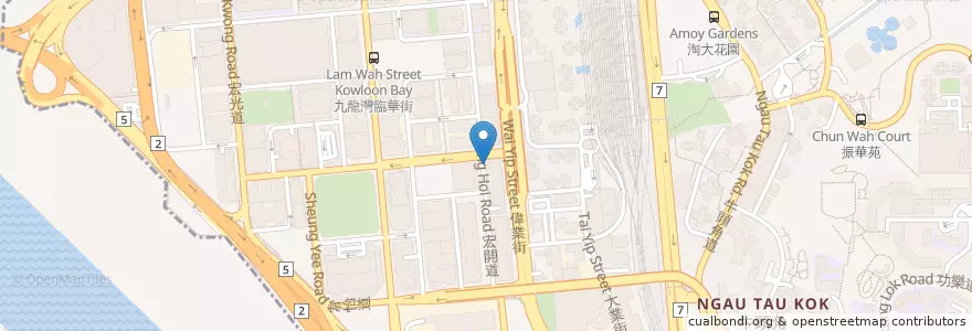Mapa de ubicacion de 創興銀行 Chong Hing Bank en China, Provincia De Cantón, Hong Kong, Kowloon, Nuevos Territorios, 觀塘區 Kwun Tong District.