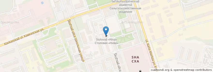 Mapa de ubicacion de Столовая «Нива» en Russland, Föderationskreis Zentralrussland, Oblast Kursk, Курский Район, Городской Округ Курск.