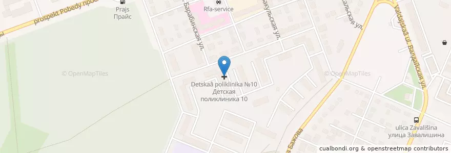 Mapa de ubicacion de Детская поликлиника №10 en Rusia, Уральский Федеральный Округ, Óblast De Cheliábinsk, Челябинский Городской Округ.