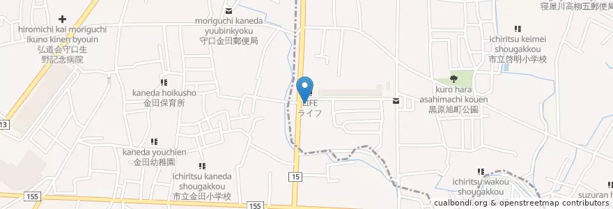 Mapa de ubicacion de スギ薬局 en 日本, 大阪府, 守口市, 寝屋川市.