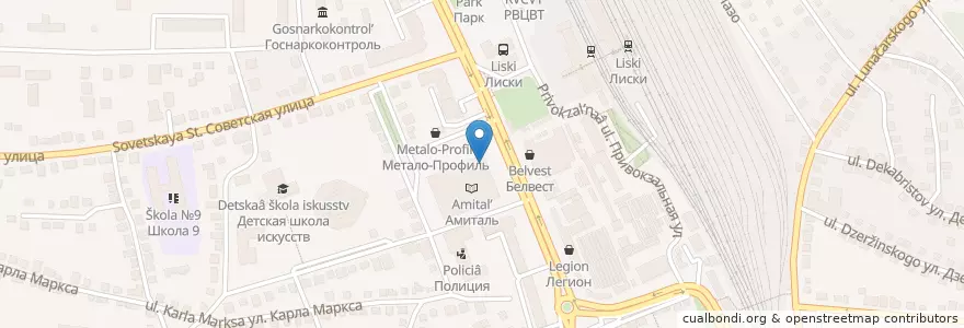 Mapa de ubicacion de Сбербанк en Rusia, Distrito Federal Central, Óblast De Vorónezh, Лискинский Район, Городское Поселение Лиски.
