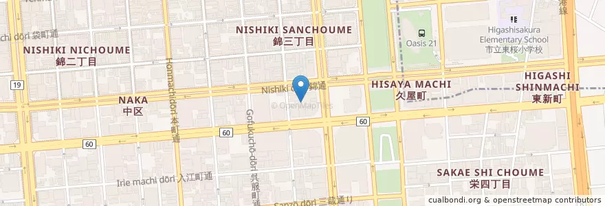 Mapa de ubicacion de SKE48劇場 en ژاپن, 愛知県, 名古屋市, 中区.