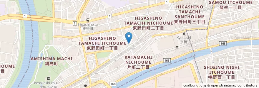 Mapa de ubicacion de 京橋花月 en Japón, Prefectura De Osaka, Osaka.