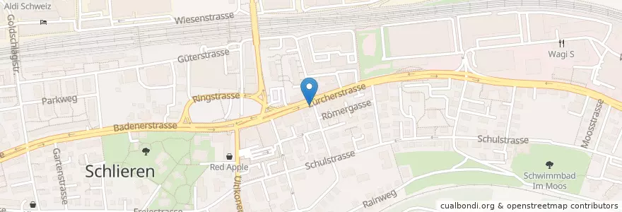 Mapa de ubicacion de Restaurant Aspendos en Switzerland, Zurich, Bezirk Dietikon, Schlieren.