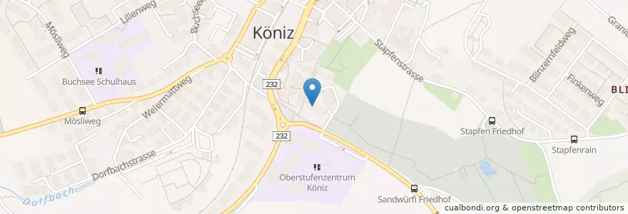 Mapa de ubicacion de Kultur-Hof en Zwitserland, Bern/Berne, Verwaltungsregion Bern-Mittelland, Verwaltungskreis Bern-Mittelland, Köniz.