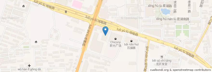 Mapa de ubicacion de 天河国际影城 (乐天城店) en China, Hubei, Wuhan, Hongshan, 珞南街道.