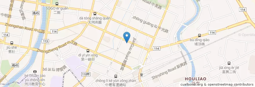 Mapa de ubicacion de 合作金庫商業銀行 en 臺灣, 桃園市, 中壢區.