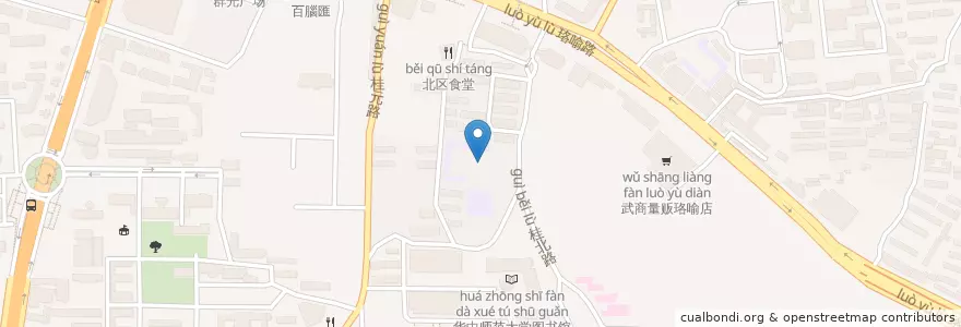 Mapa de ubicacion de 华中师范大学附属小学 en الصين, خوبي, ووهان, 洪山区, 珞南街道.