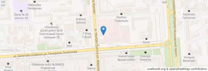 Mapa de ubicacion de Столовая en Russia, Distretto Federale Centrale, Oblast' Di Voronež, Городской Округ Воронеж.