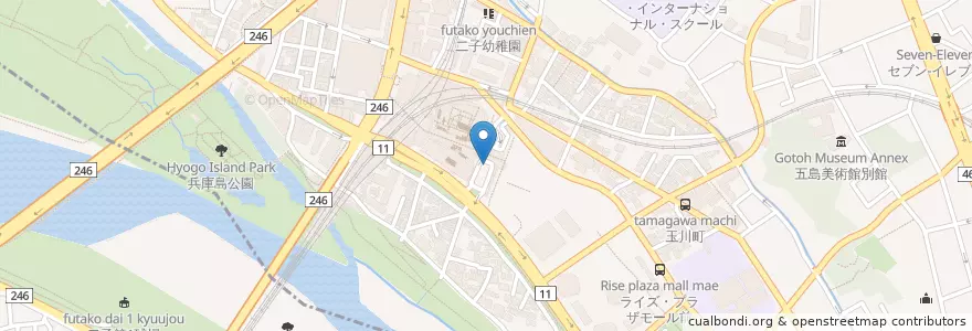 Mapa de ubicacion de 二子玉川 en Jepun, 東京都, 世田谷区.