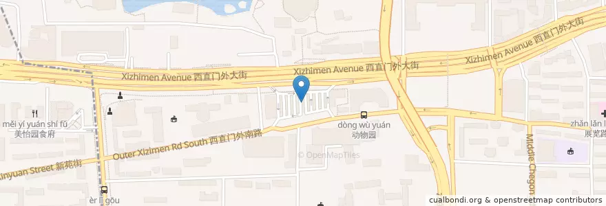 Mapa de ubicacion de 动物园 en 中国, 北京市, 河北省, 西城区.