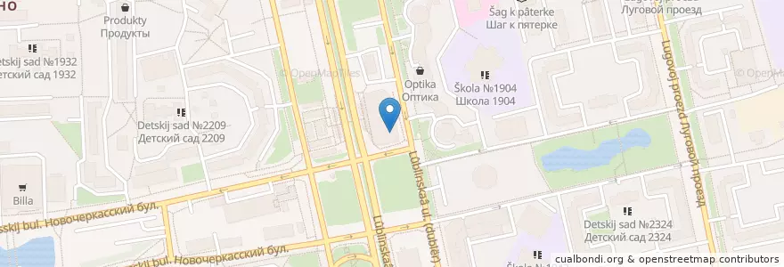 Mapa de ubicacion de Фиеста Синема en روسیه, Центральный Федеральный Округ, Москва, Юго-Восточный Административный Округ, Район Марьино.