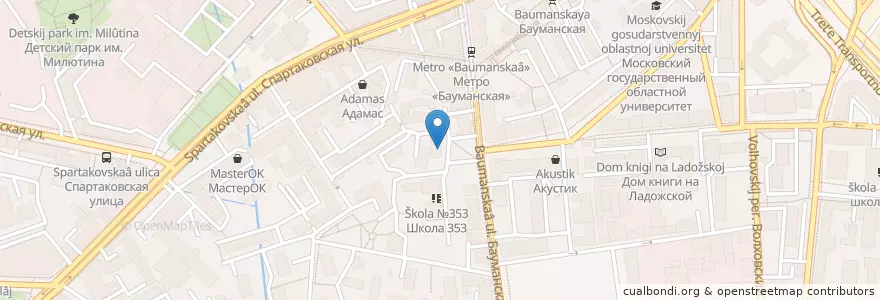 Mapa de ubicacion de Отделение связи №105005 en Russland, Föderationskreis Zentralrussland, Moskau, Zentraler Verwaltungsbezirk, Rajon Basmanny.