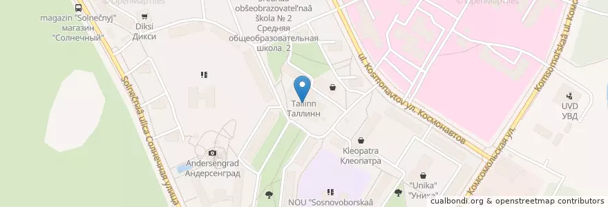 Mapa de ubicacion de Таллинн en Russie, District Fédéral Du Nord-Ouest, Oblast De Léningrad, Сосновоборский Городской Округ, Ломоносовский Район.