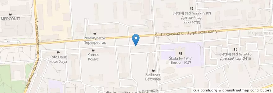 Mapa de ubicacion de Столичные Аптеки en Russie, District Fédéral Central, Moscou, Восточный Административный Округ, Район Соколиная Гора.