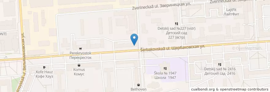 Mapa de ubicacion de Отделение связи №105318 en Russia, Central Federal District, Moscow, Eastern Administrative Okrug, Sokolinaya Gora District.