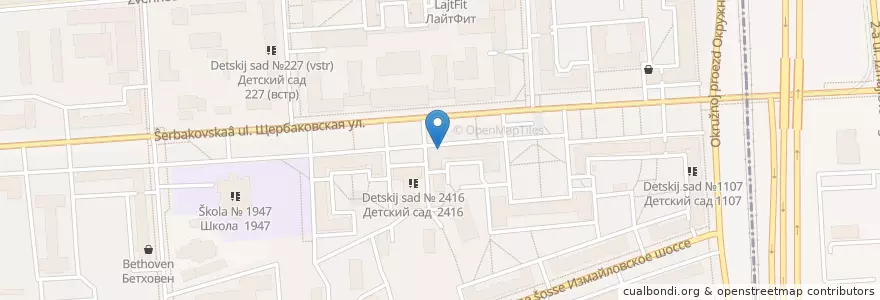 Mapa de ubicacion de Горздрав en روسيا, Центральный Федеральный Округ, Москва, Восточный Административный Округ, Район Соколиная Гора.