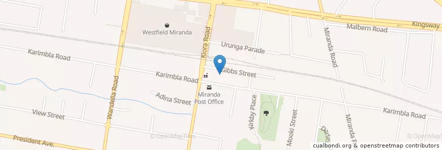 Mapa de ubicacion de Miranda Medical Center en Australia, Nuovo Galles Del Sud, Sutherland Shire Council, Sydney.