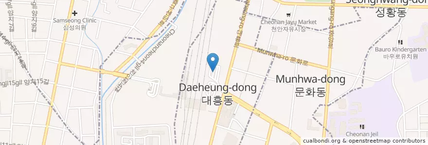 Mapa de ubicacion de 천안역 유료주차장 en Corea Del Sur, Chungcheong Del Sur, 천안시, 서북구, 대흥동.
