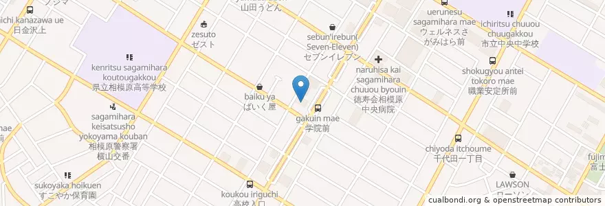 Mapa de ubicacion de デニーズ 相模原中央店 en 일본, 가나가와현, 相模原市, 中央区.