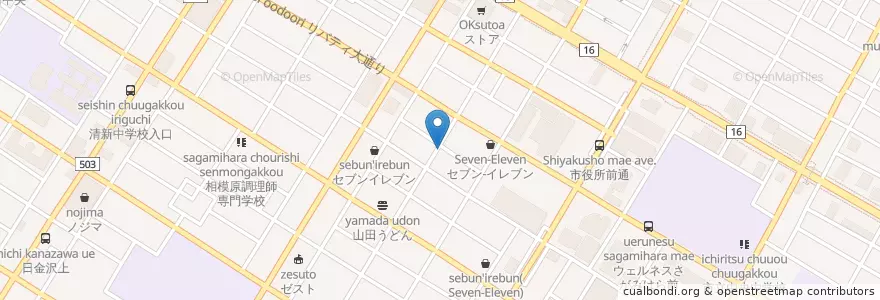 Mapa de ubicacion de おいらせ en 일본, 가나가와현, 相模原市, 中央区.