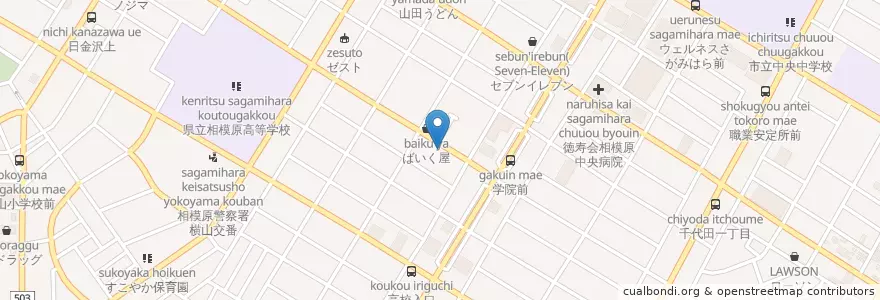 Mapa de ubicacion de 梅本寿司 en 日本, 神奈川県, 相模原市, 中央区.