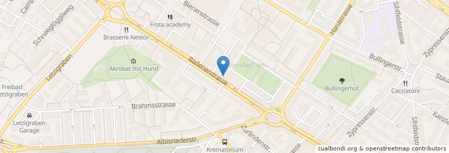 Mapa de ubicacion de Parkhaus Albisriederplatz en スイス, チューリッヒ, Bezirk Zürich, Zürich.