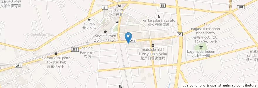 Mapa de ubicacion de ガスト en 일본, 지바현, 松戸市.