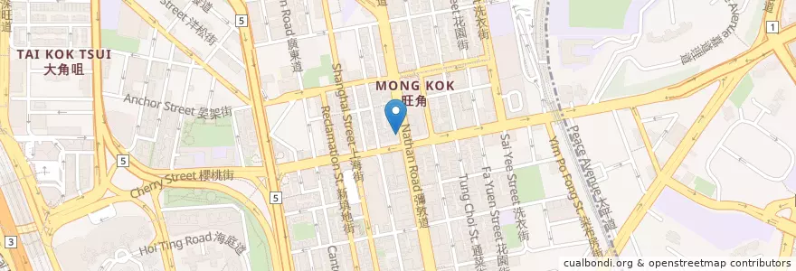 Mapa de ubicacion de 恒生銀行 Hang Seng Bank en 중국, 광둥성, 홍콩, 가우룽, 신제, 油尖旺區 Yau Tsim Mong District.