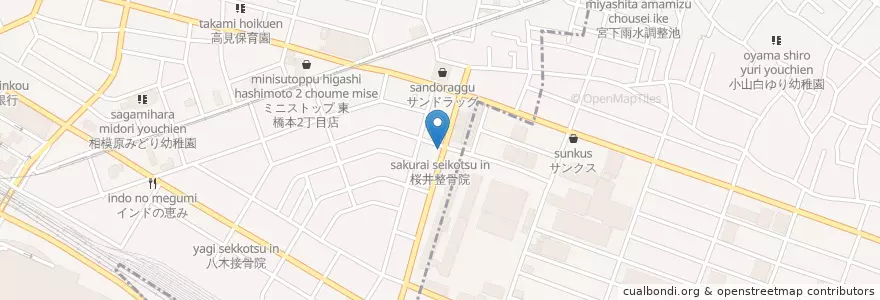 Mapa de ubicacion de 桜井整骨院 en Jepun, 神奈川県, 相模原市, 町田市, 中央区.