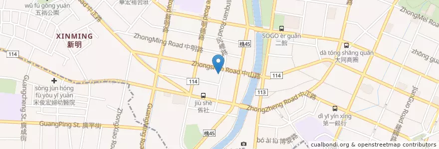 Mapa de ubicacion de 永川牛肉麵 en 台湾, 桃園市, 中壢区.