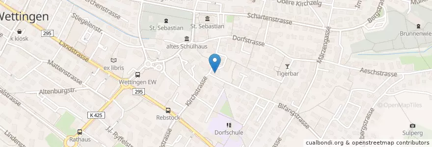Mapa de ubicacion de Gluuri Suter Huus en スイス, Aargau, Bezirk Baden, Wettingen.