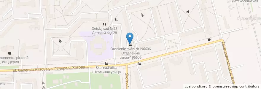 Mapa de ubicacion de Отделение связи №196606 en Russland, Föderationskreis Nordwest, Oblast Leningrad, Sankt Petersburg, Пушкинский Район, Puschkin.