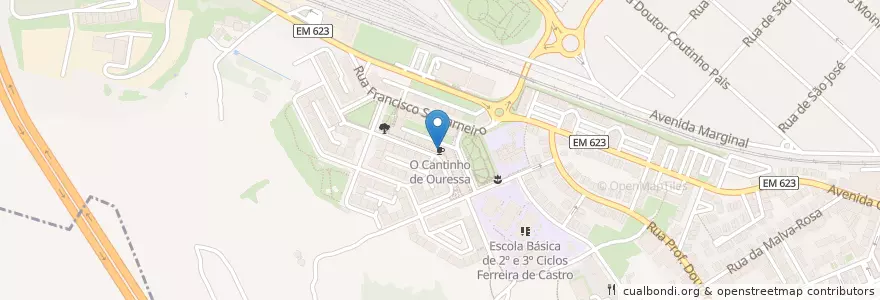 Mapa de ubicacion de O Cantinho de Ouressa en Portogallo, Área Metropolitana De Lisboa, Lisbona, Grande Lisboa, Sintra, Algueirão-Mem Martins.