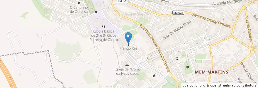 Mapa de ubicacion de Frango Real en 포르투갈, Área Metropolitana De Lisboa, Lisboa, Grande Lisboa, Sintra, Algueirão-Mem Martins.